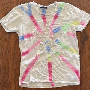 Lauren Moshi White Tee with Pink, Blue, Green & Yellow Spray Star